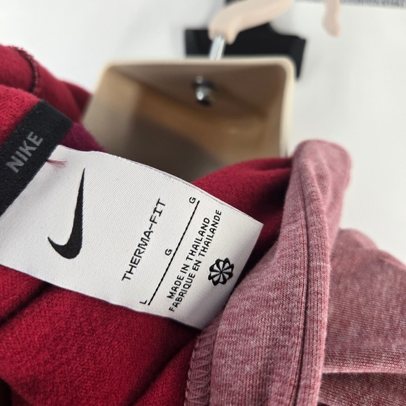 Nike Therma-FIT Mens Hoodie Burgundy Pink Colorblock Pullover Large DQ4842-652 - Picture 4 of 8
